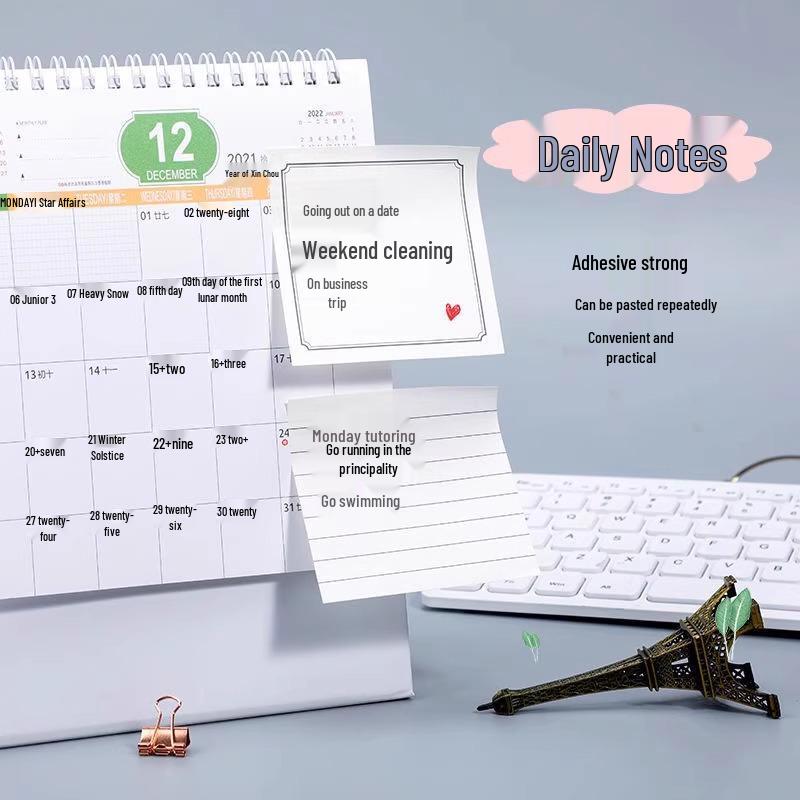 Korean Cute Sticky Notes: Strong Adhesion Blank Memo Pads for Students