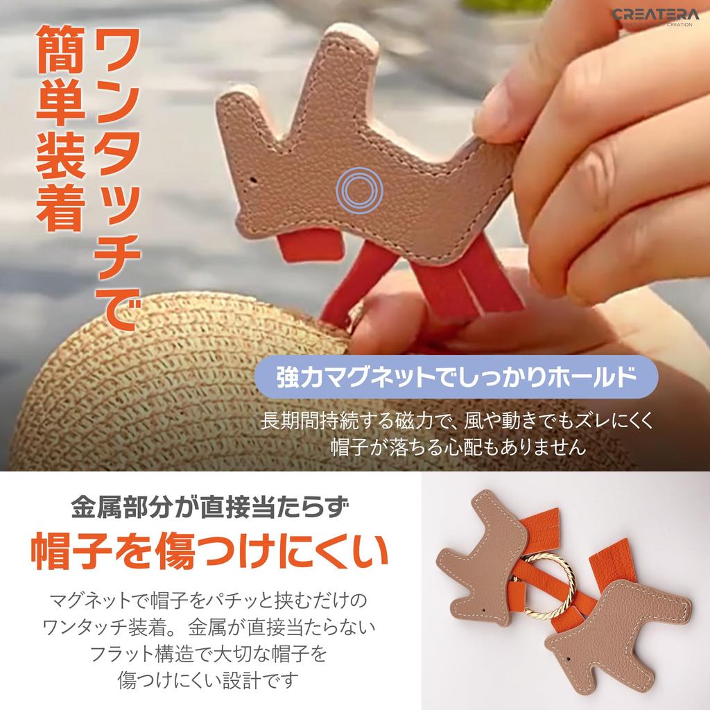 CREATERA Pferde Motiv Hutclip, Taschenanhänger mit starkem Magneten, PU-Leder, Stilvoll und Niedlich, für Damen und Herren, Huthalter, Freihändiges Reisen, Hut