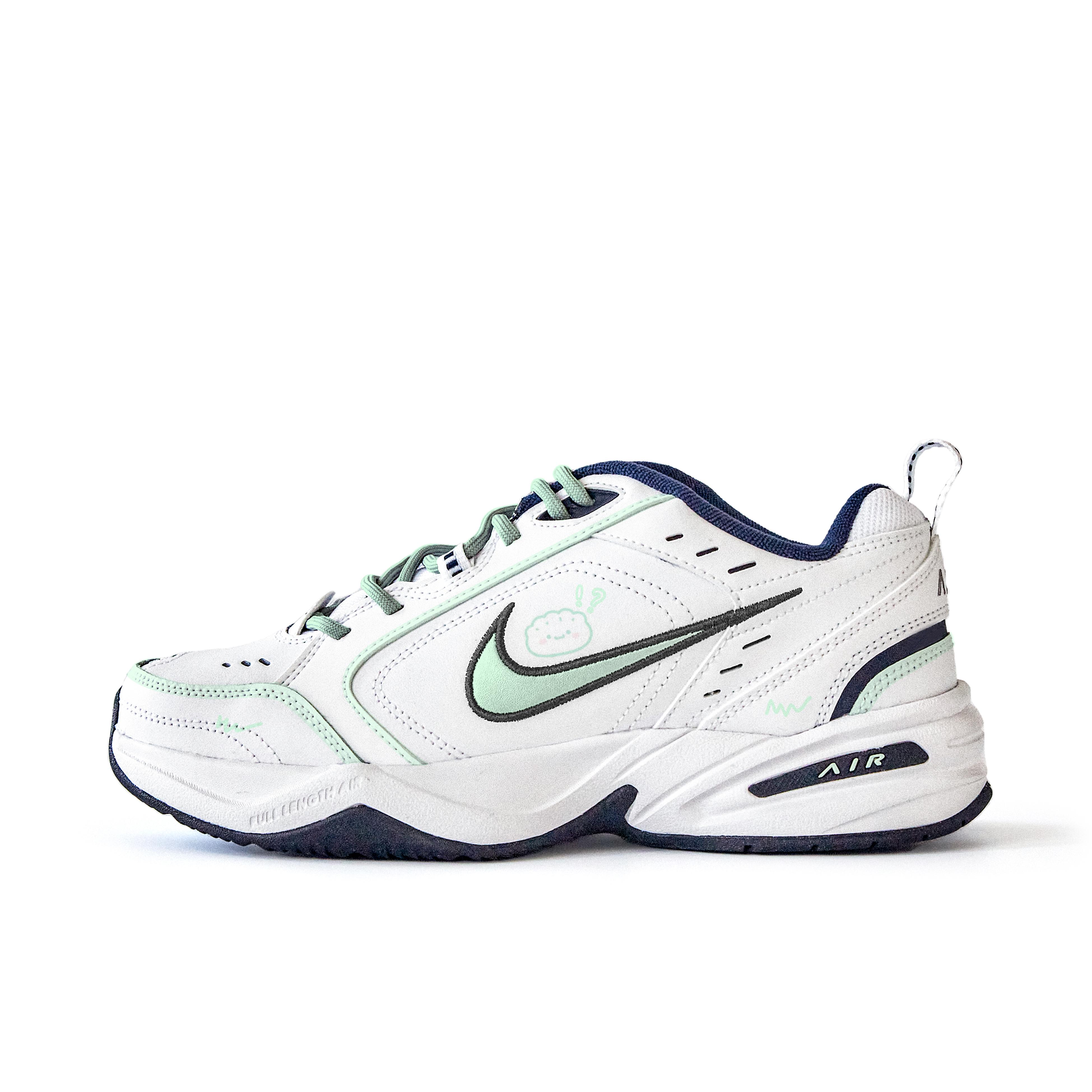 

Nike Air Monarch 4 Slip Resistant Abrasion Resistant Low top Chunky Sneakers Unisex White Green 415445-102(Team676-) 42
