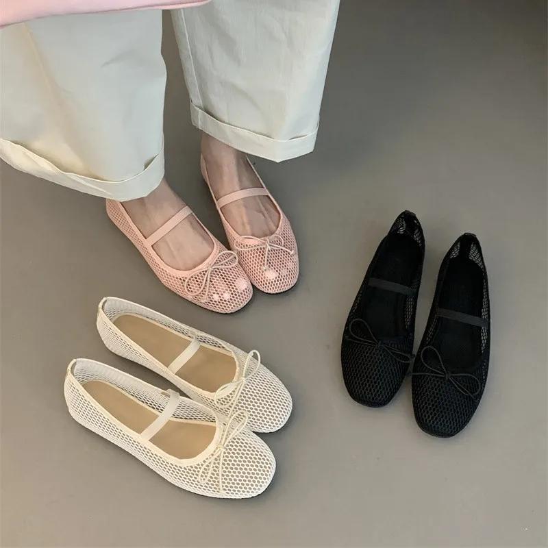2025New Luxury Designer Shoes for Women Mesh Hollow Elastic Band Loafers Women Non Slip Casual Flat Shoes Women Zapatos De Mujer