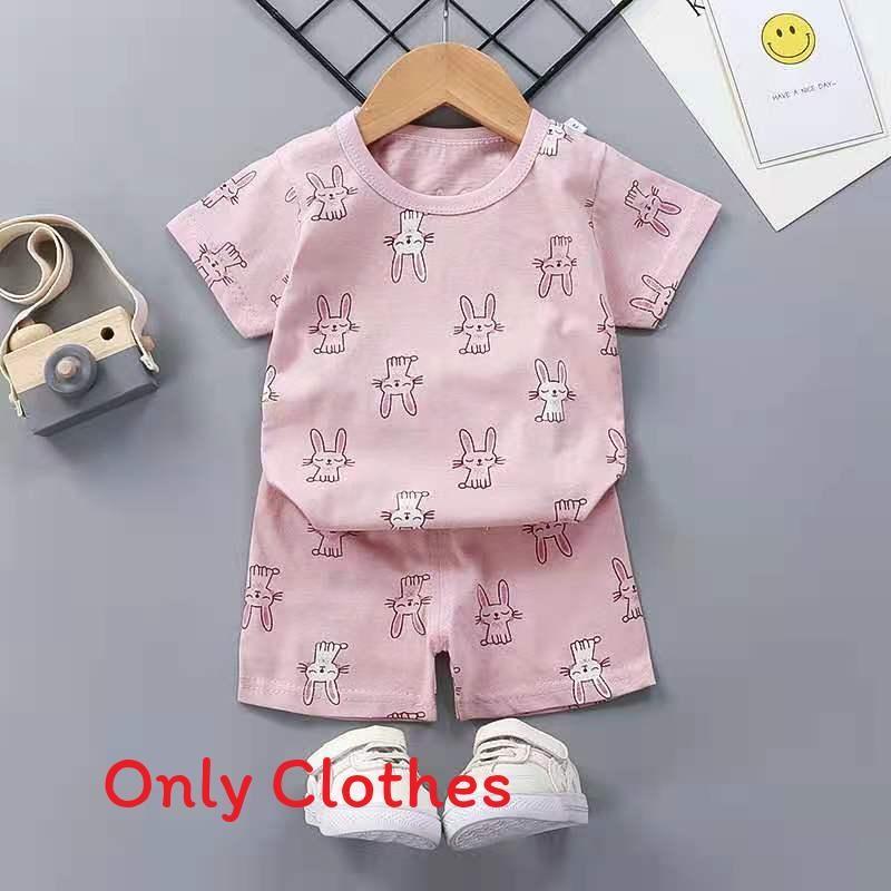 Baby Cartoon T Shirt Shorts Set With Cotton Fabric For Kids Ages 3 To 8