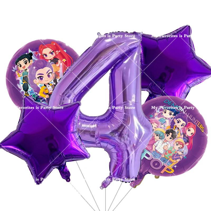 Kpop Demon Hunters Children Birthday Party Decoration Ball Number Digit 1-10 Balloon Set Baby Shower Supplies Gift Toy s Round Sensory Compression