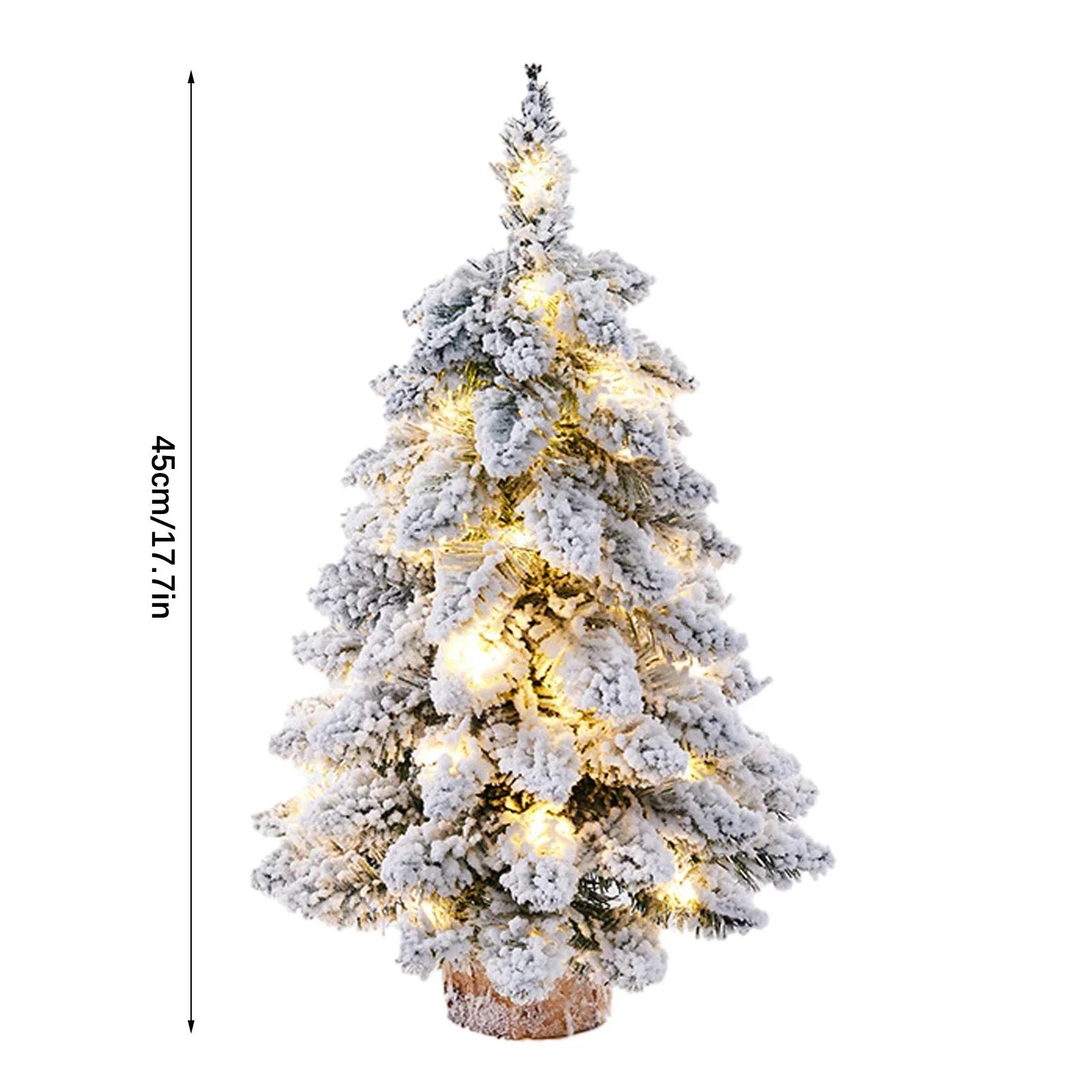 

Flocking Christmas Tree Desktop Ornament Party Decor With Light Navidad Festival Ornaments Holiday Ambiance Small Cedar Pine 45cm