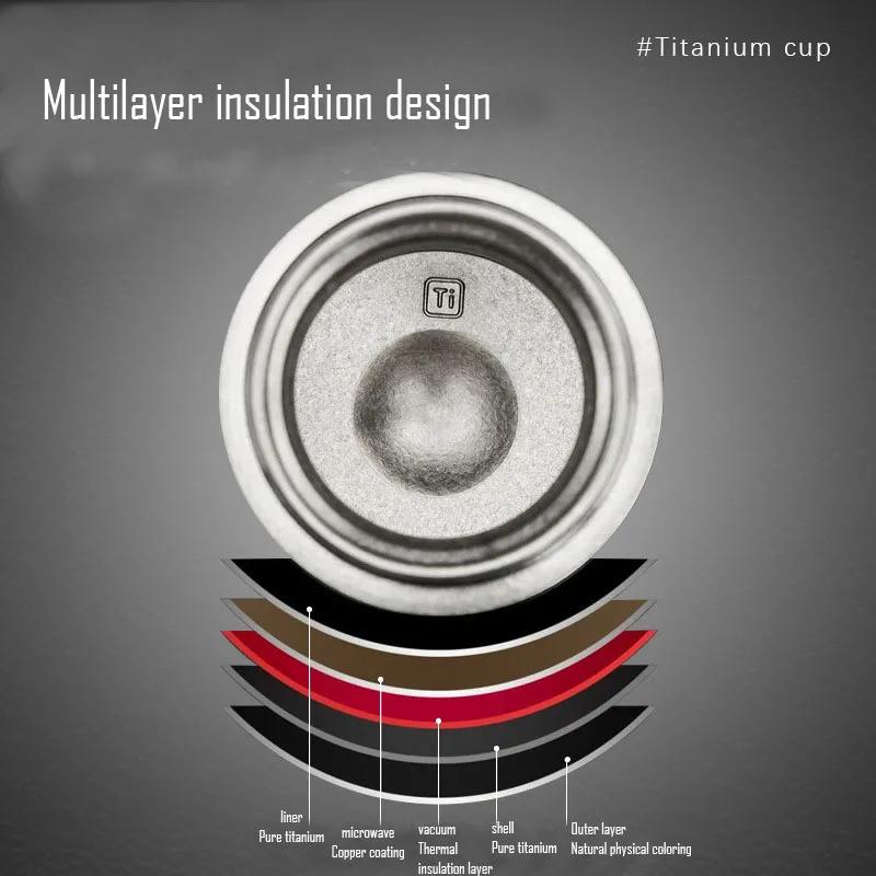 Pure Ttanium Thermos Cup,Mug,Double Layer Vacuum Flasks,Long-term Heat Preservation Drinkware,Large Capacity Water Bottle,480ml