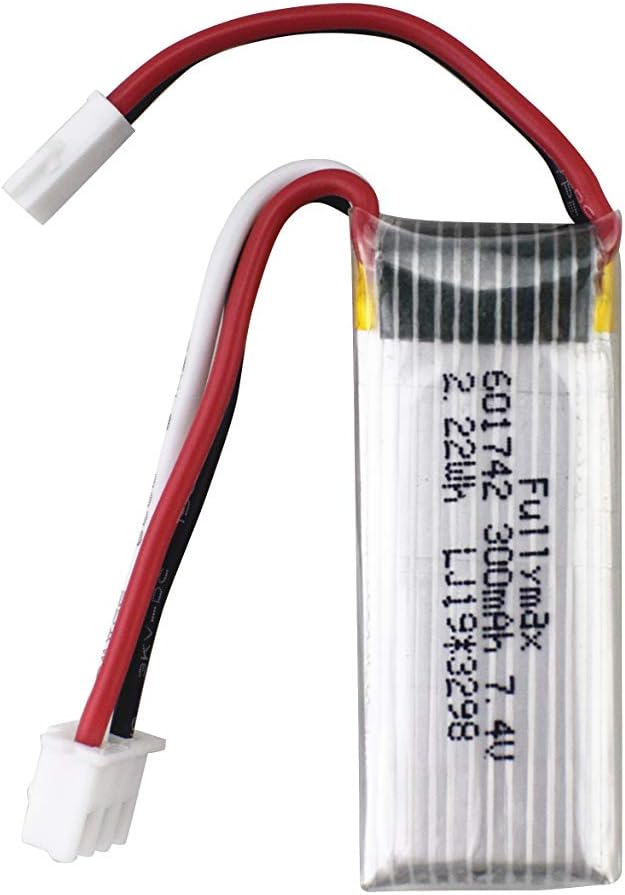 Set of 2 Lithium Batteries 7.4V 300mAh for WLToys F959, XK A600 | Extended Compatibility with RC Aircraft | Long-Lasting Performance, Silver