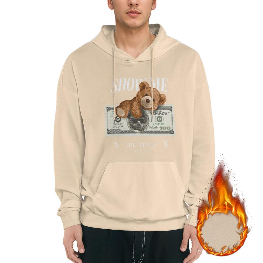 1 Pack Men’s Winter Fleece Hoodie Thick Warm Pullover Hooded Sweatshirt Soft Comfortable Daily Streetwear M-3XL