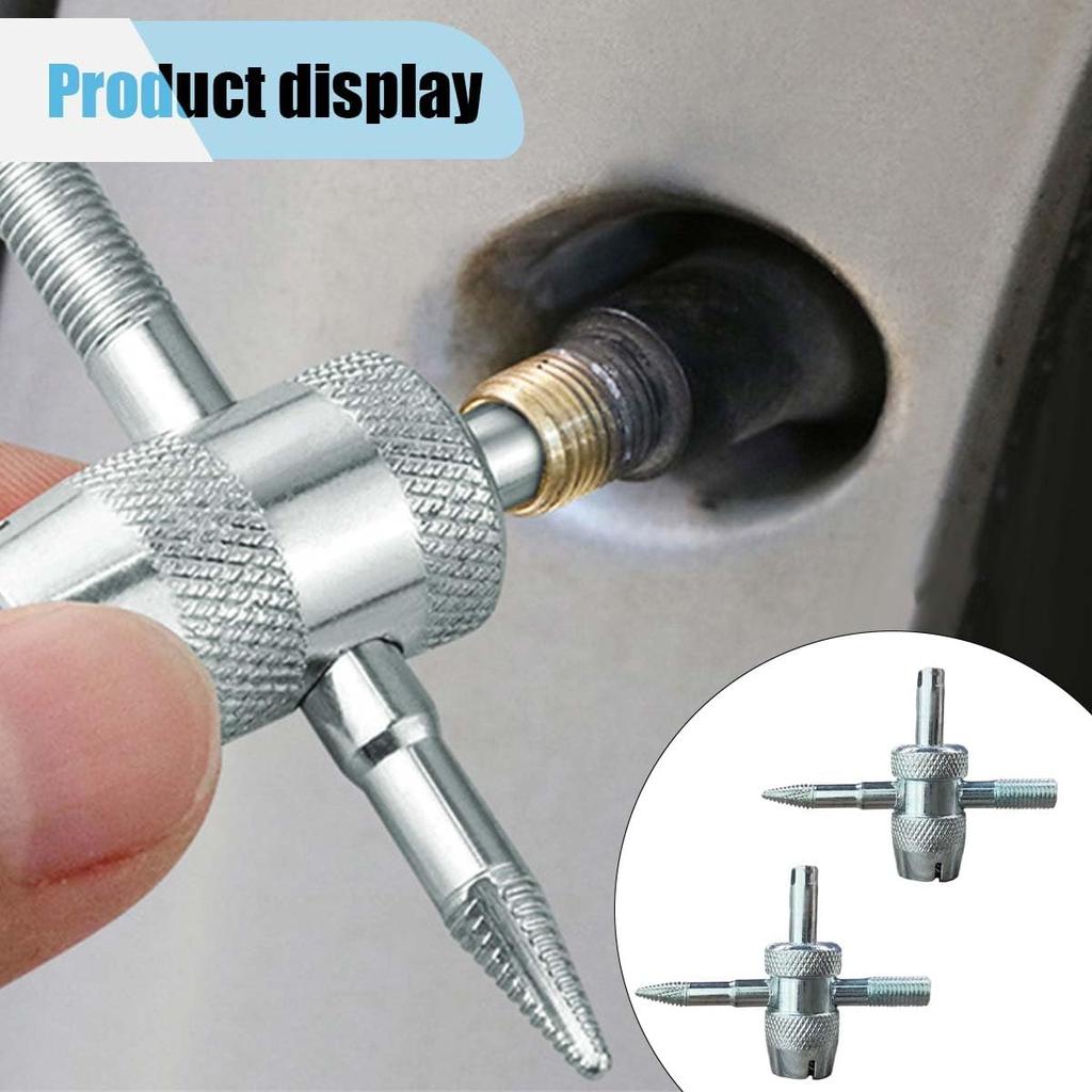 2PCS 4-Way Tire Valve Core Removal Tool 4-in-1 Universal Valve Wrench | Multifunctional Tire Valve Tools, Valve Core Tool Auto Tire Stem Core Remover