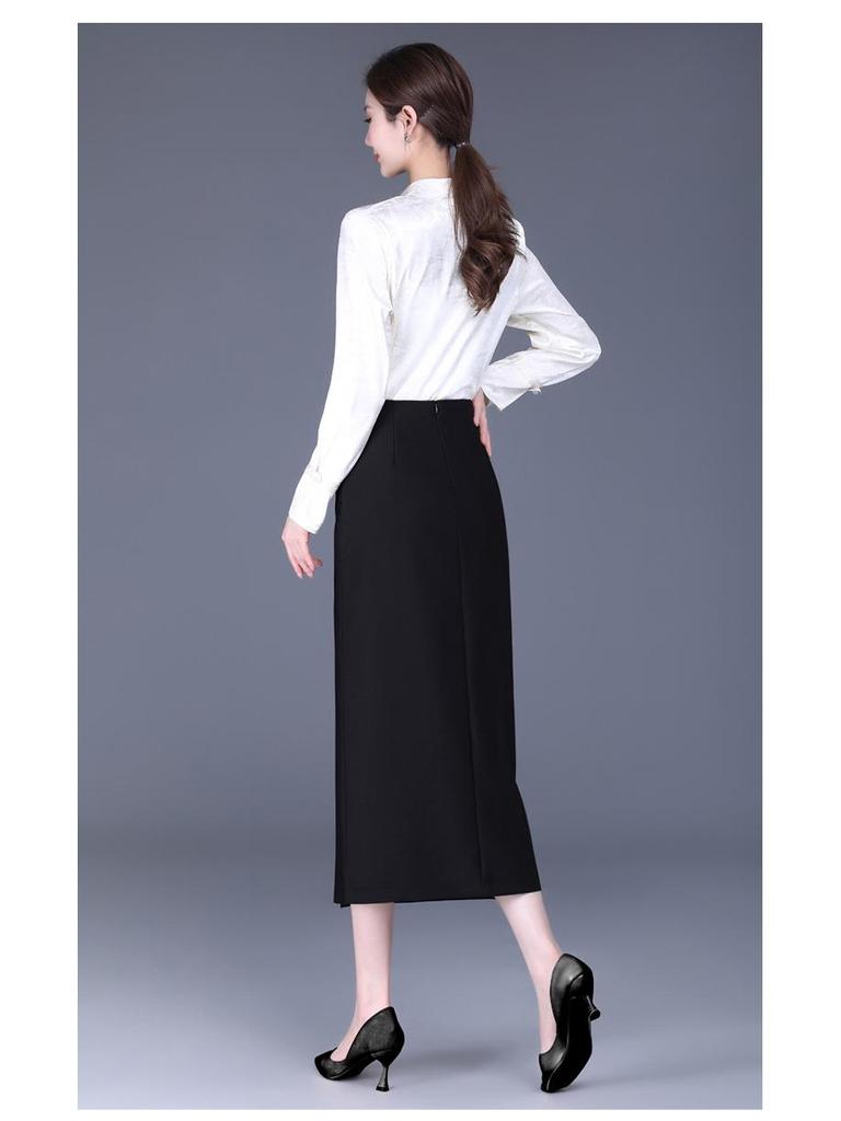 Women's Irregular Slit Pencil Skirt for Spring & Autumn – New Style Professional Straight Skirt