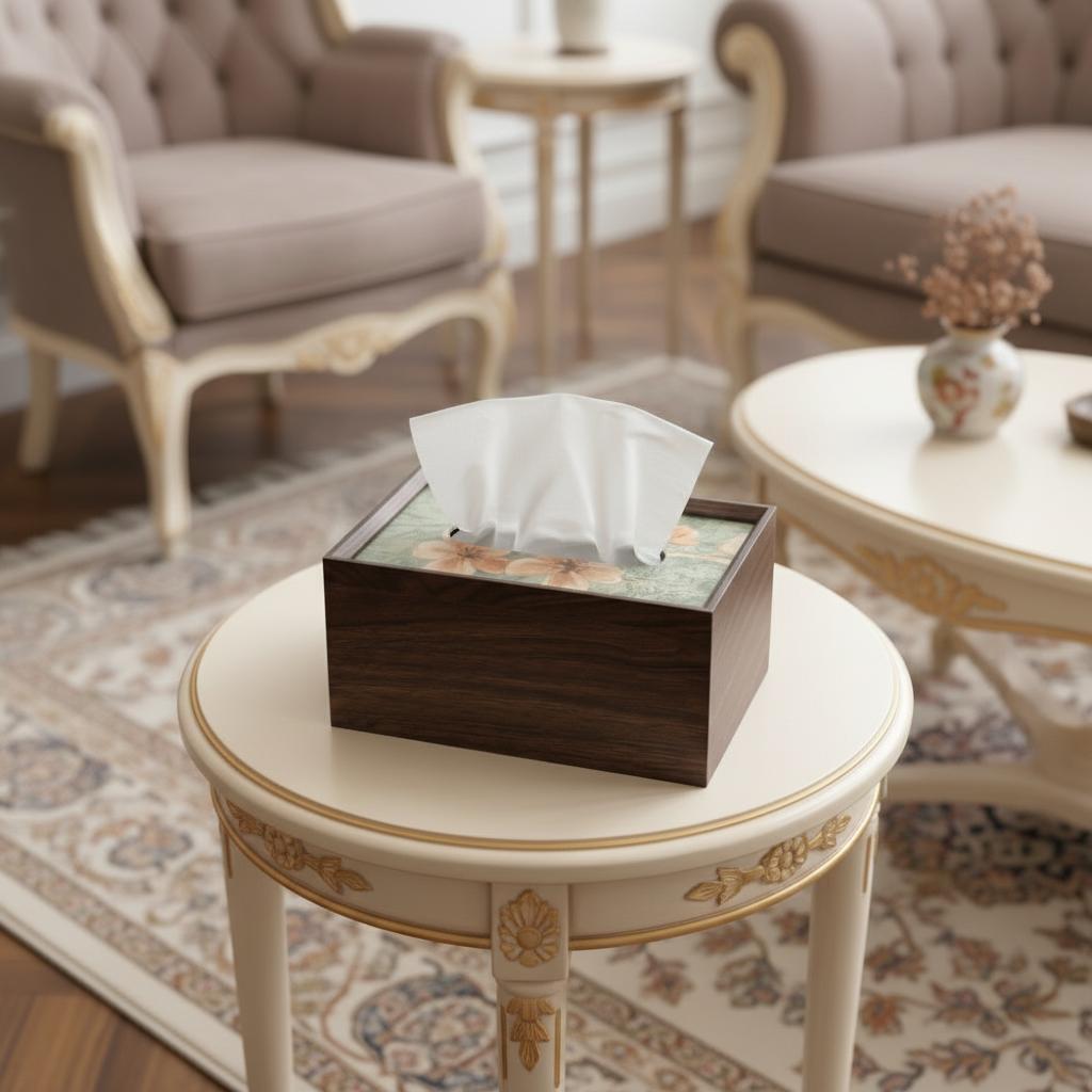 Minimalist Wood Grain Tissue Box Elegant High End Decorative Napkin Box Desktop Paper Towel Holder For Home Hotel Use