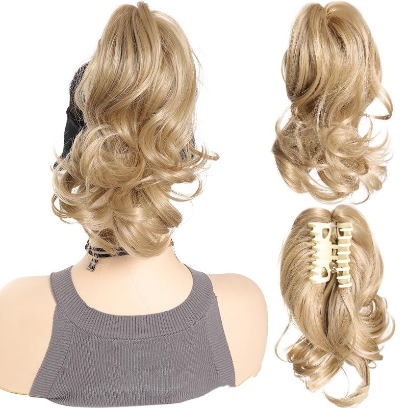 Clip per Capelli Sintetici Corti Ricci Folti Estensioni per Capelli Coda di Cavallino Piccolo Artiglio per Coda di Cavallo Capelli Finti su Clip Parrucca Ondulata per Donne