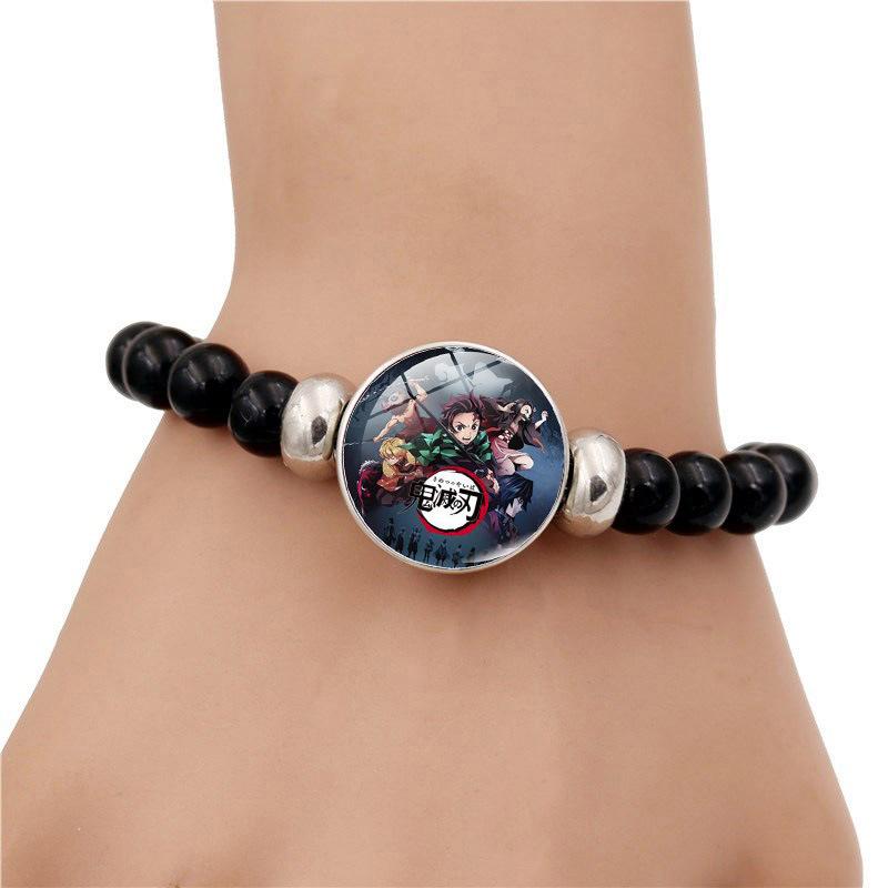 Slayer Demon Fashionable Bead Bracelet Glass Handmade Elastic Cartoon Accessory Unisex Gift