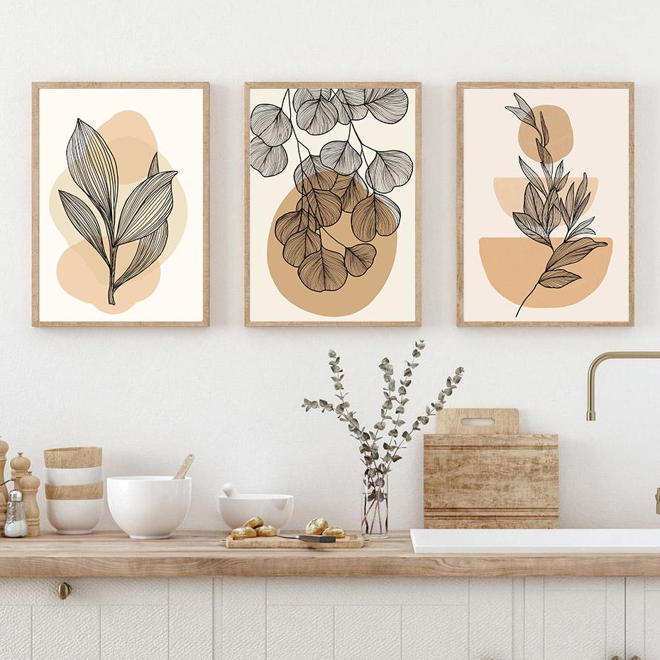 Abstract Lines Face Girl Flower Sun Leaf Wall Art PaintingCanvas Nordic Posters And Prints Wall Pictures For Living Room Decor