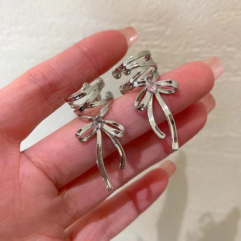 

Girls New Ribbon Aesthetics Ear Clips Ballet Style Ribbon Bow-knot Ear Cuff Women Korean Fashion Earring Jewelry
