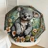 1PC Koala FloralAutomatic Open/Close Umbrella with Windproof, 8-Rib Sturdy Canopy, Durable Ribs, Fashionable Design, Outdoor Accessory, Fun Prin, Holi
