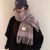 Korean version of imitation cashmere plaid scarf women's autumn and winter thickened warm scarf student versatile scarf live broadcast explosion