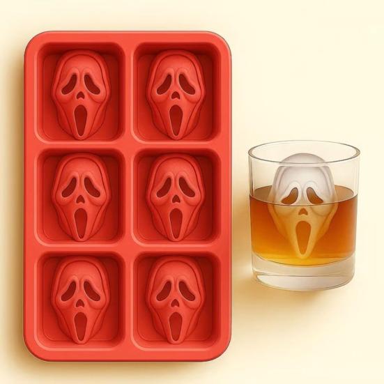 Halloween Skeleton Ice Cube Mold Food Grade Silicone Creepy Screaming Mold Haunted Drink Accessories