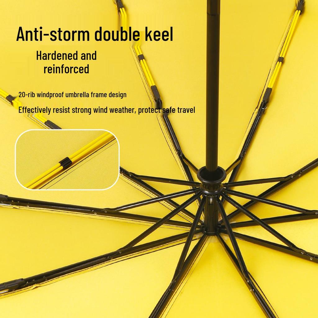 Fully Automatic 10-Rib Extra Large 125CM Black Glue Reinforced Anti-UV Dual-Use Umbrella for Sun and Rain