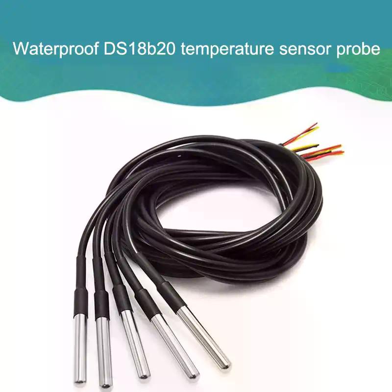 Waterproof Encapsulated Stainless Steel DS18B20 Temperature Sensor Probe - 1m Cable for Arduino-Compatible Systems