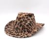 Thickened woolen hat fashionable sun hat women's autumn and winter new leopard print western cowboy hat European and American fashion plush hat