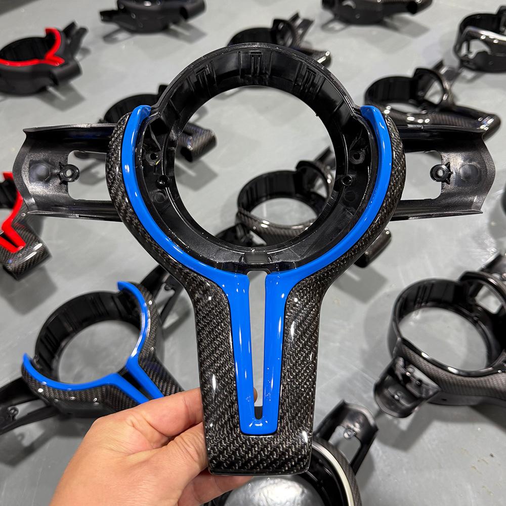 For BMW M2 F87 M3 F80 M4 F82 M5 F10 F30 M6 F06 3 Series 5 Series Carbon Fiber Steering Wheel Key Trim Cover Assembly