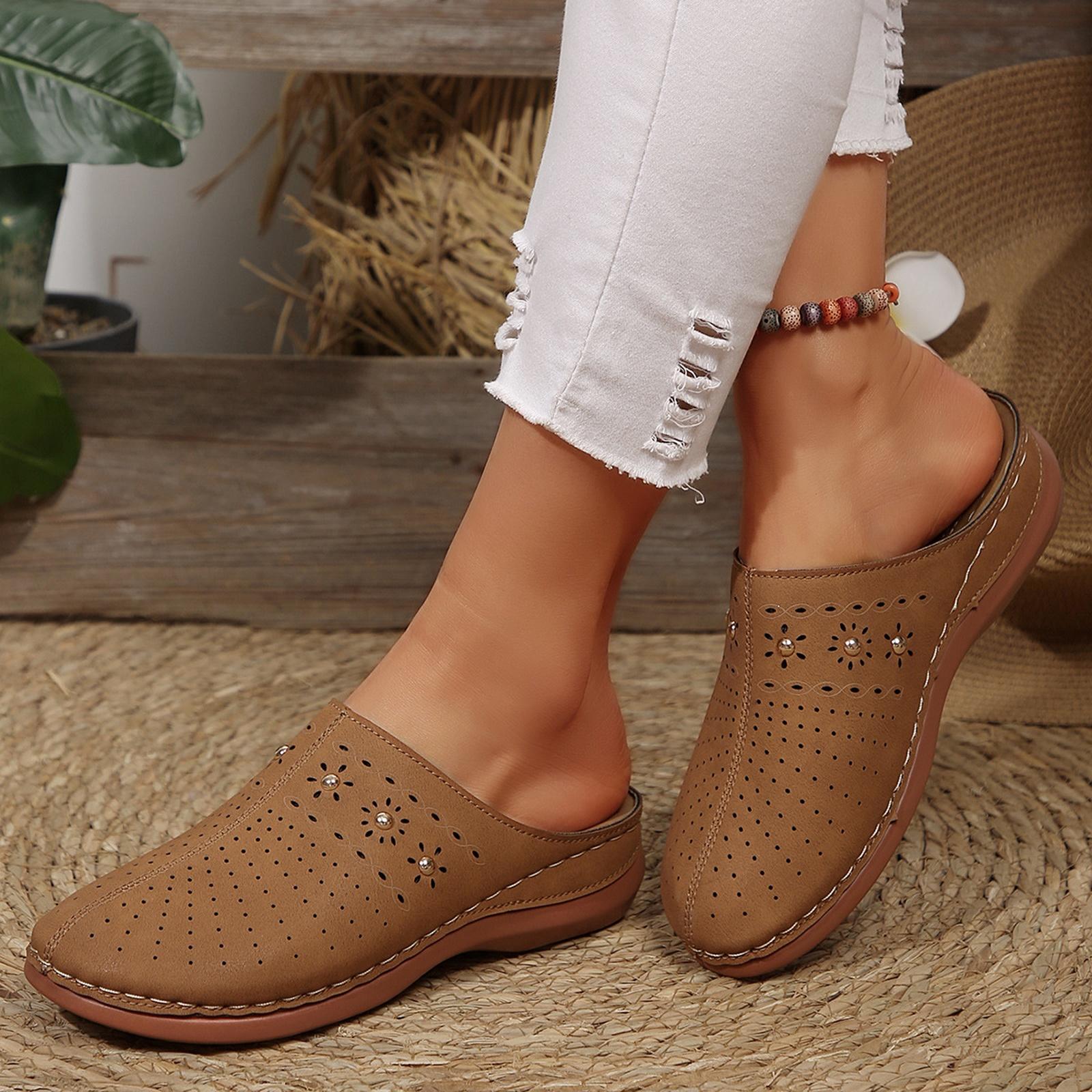 Women s Summer New Slippers Plus Size Round Toe Backless Sandals 39