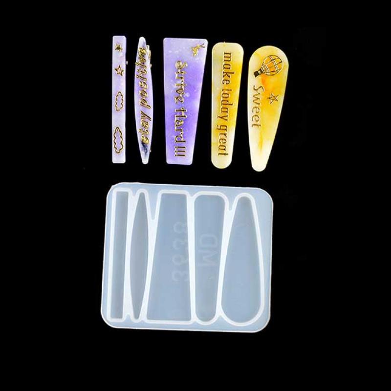 Barrettes Silicone Molds Geometric Hair Clips Epoxy Resin Mold For Diy Hairpin Crafts Jewelry Making Crafting Mold Accessorires