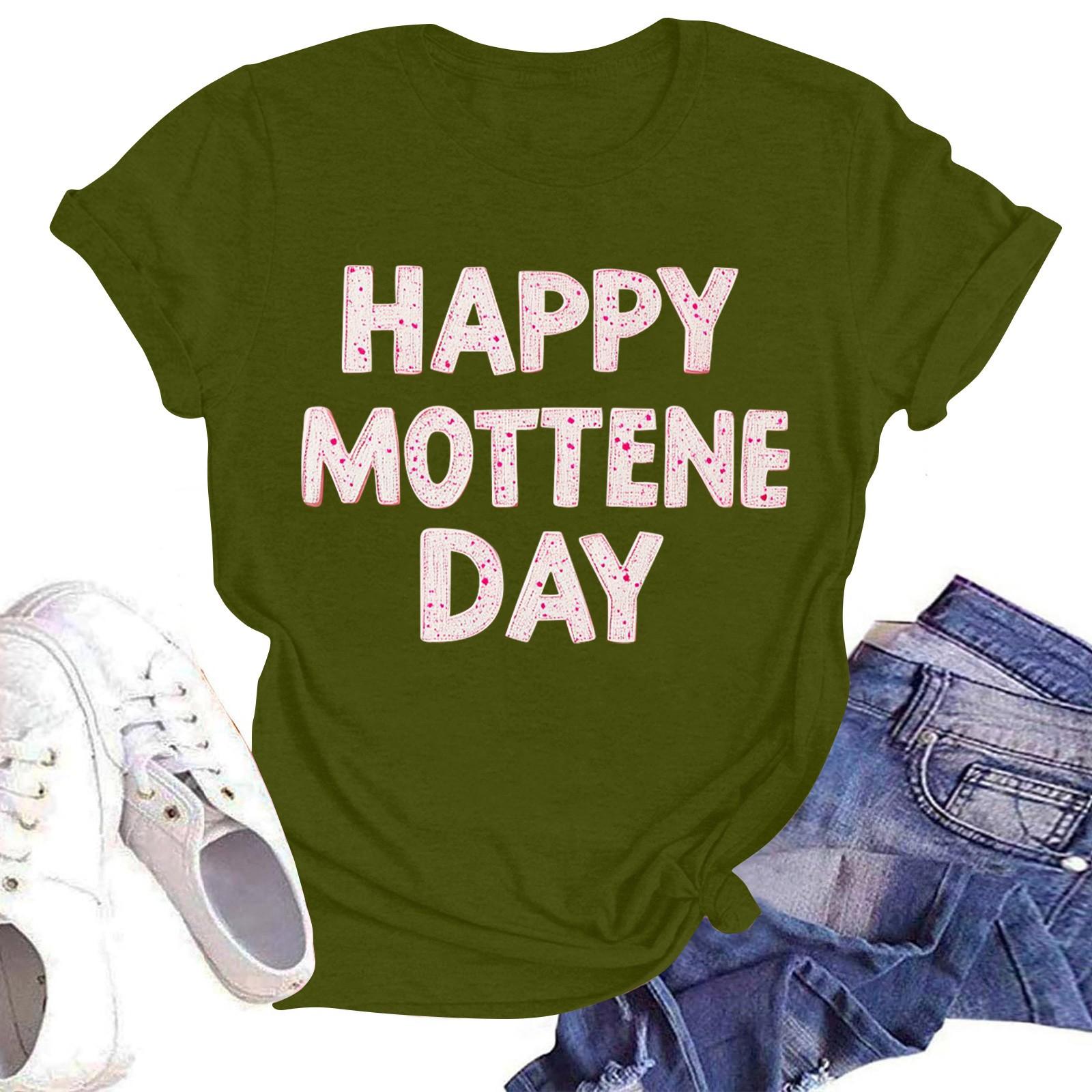 

Женская повседневная модная уличная футболка с коротким рукавом и принтом ко Дню матери L армия зеленый