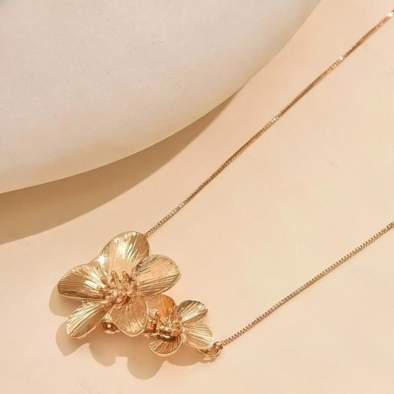 European and American Fashion Chain Flower Necklace, Women's Personalized Trendy Holiday Accessories