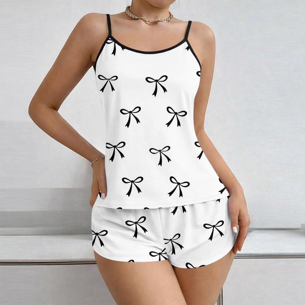 Women Soft 2 Piece Pajamas Set Sleeveless Shorts Set Loungewear Sets Pyjamas Nightwear