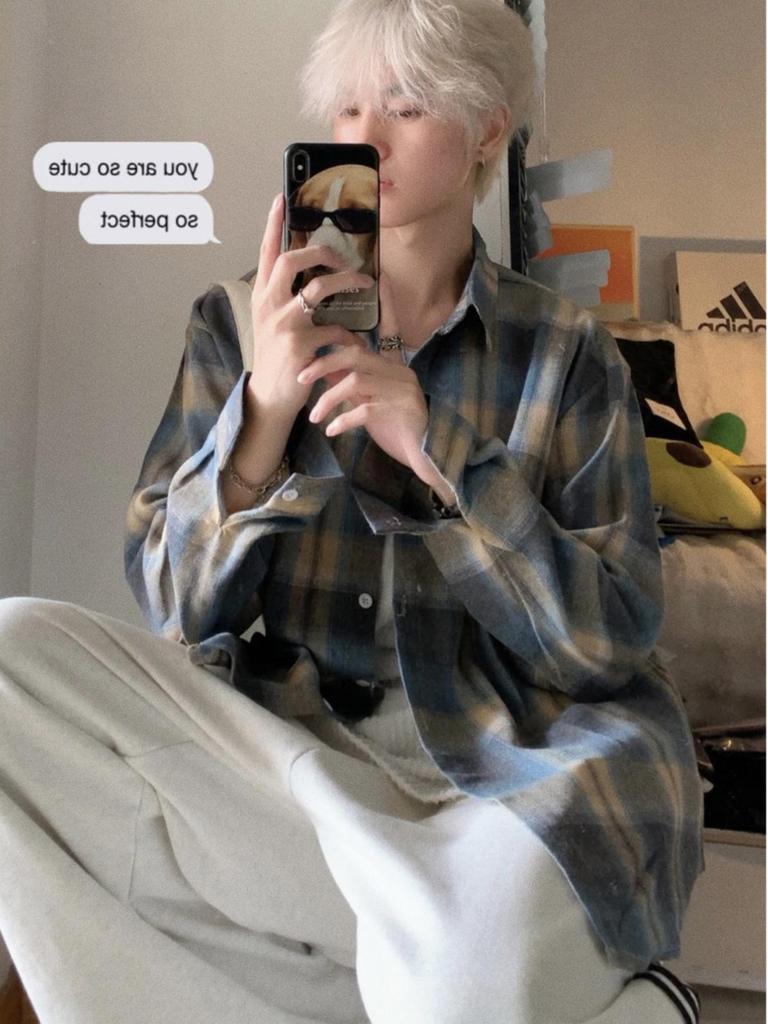 Dopamine Retro Plaid Long-Sleeve Shirt - Unisex Vintage American Style