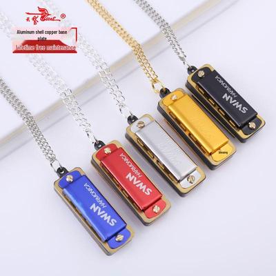 Mini Harmonica Necklace: 4 Holes, 8 Tones - Wind Instrument Keychain Pendant