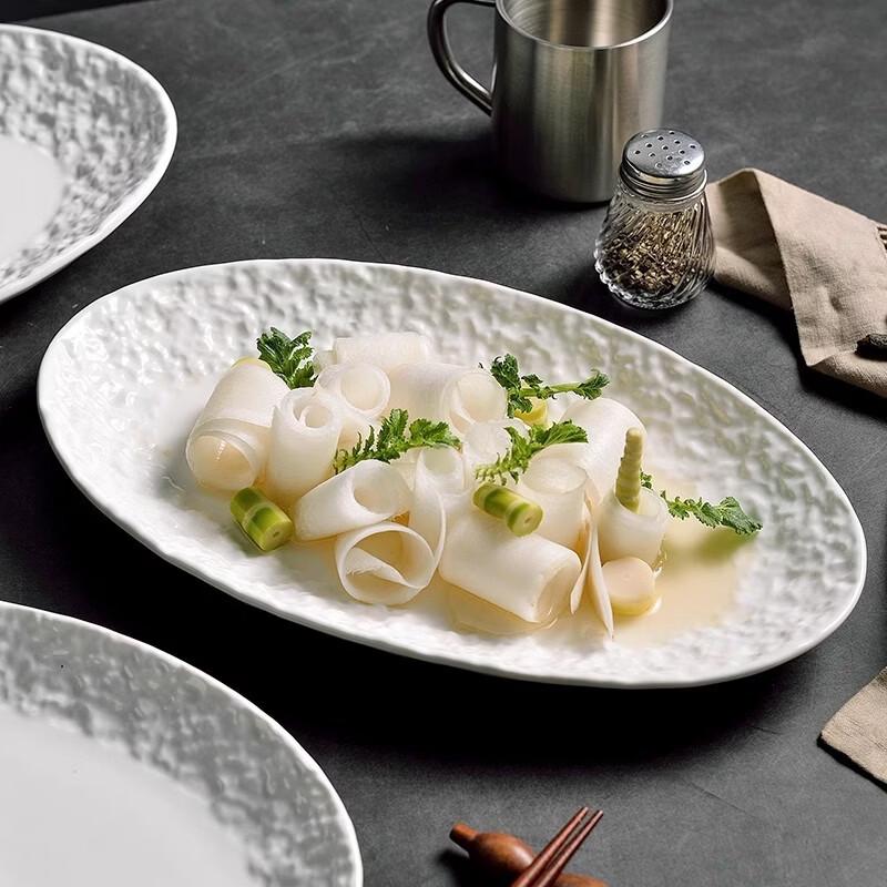 Japanese Style Ceramic Oval Fish Plate Set
