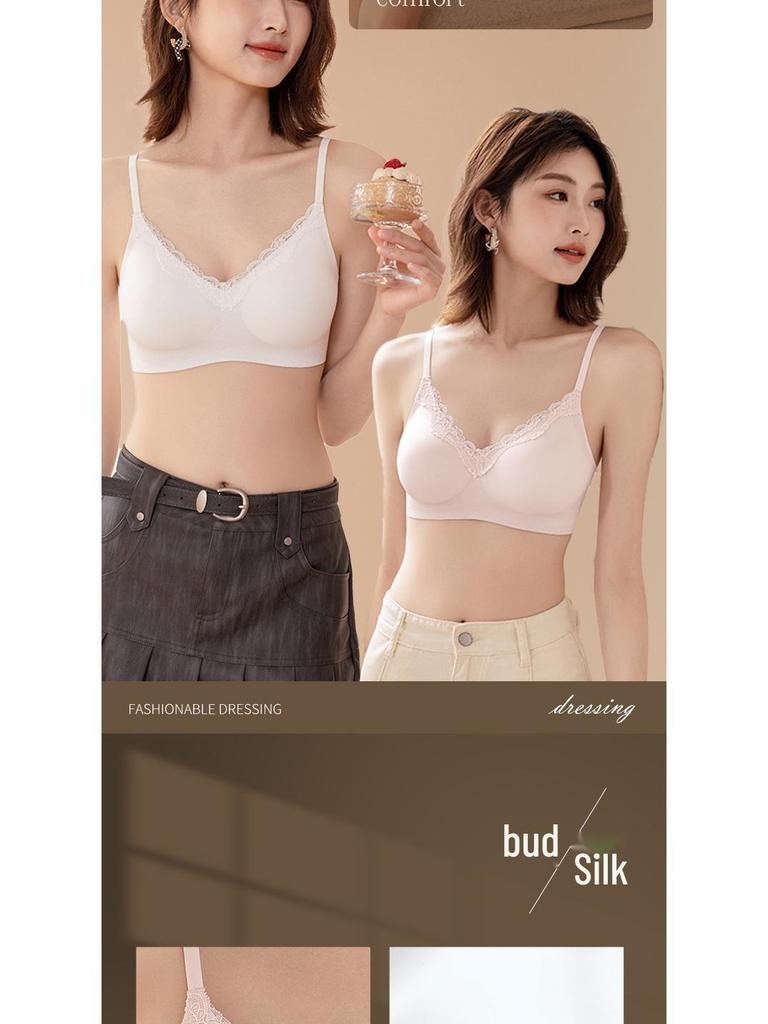 Comfortable Lace Push-Up Seamless Bra: Wireless, Breathable, Anti-Sagging, Beautiful Back Design for Women.