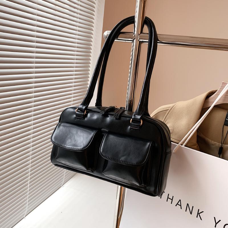 

1 шт. женская однотонная сумка для бейсбола из искусственной кожи с карманами и несколькими клапанами, женская сумка