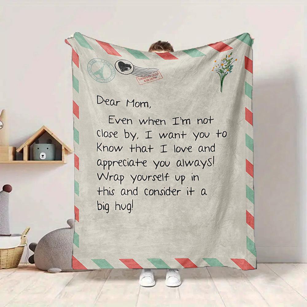 1pc Mom Love Blanket, Lightweight Flannel Throw Blanket For Sofa, Bed, Travel, Camping, Living Room, Office, Couch, Chair, And Bed