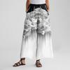 Women's Wide Leg Pants With Elastic Waistband, Retro Printed Large Pockets, Patchwork Loose Pants