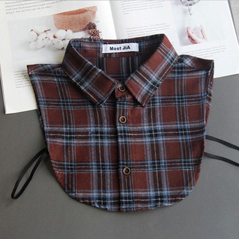 Plaid Fake Collar Shirt Children Print Collares Mujer Cotton Detachable Collar Choker Kids Boys Girls Removable Half Shirt