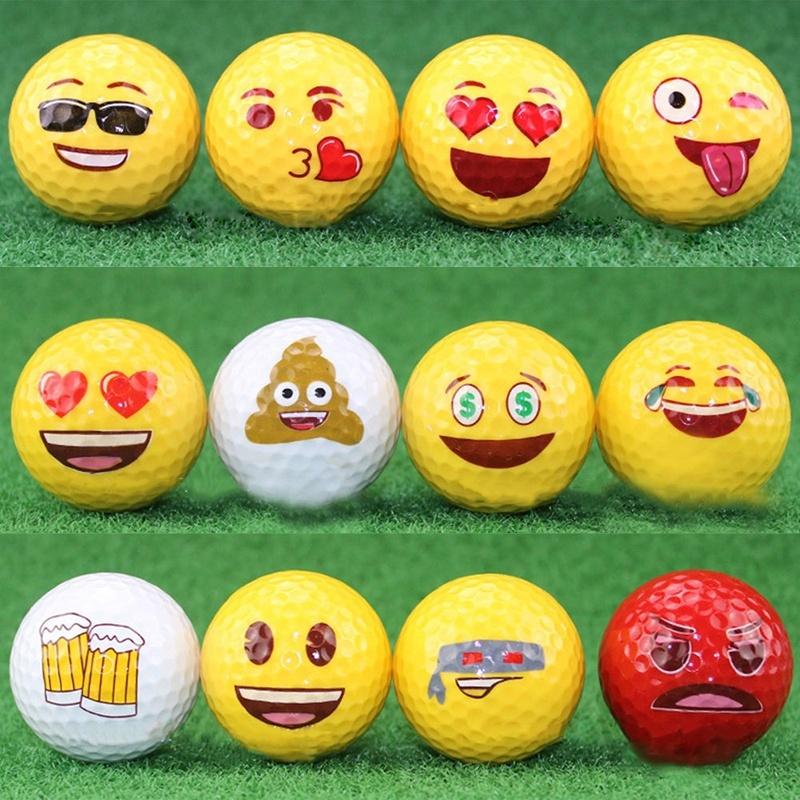 Cute Emoji Novelty Practice Golf Balls Toy Kids Gifts for Outdoor Field Playing Random