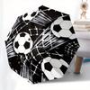 Soccer Ball Pattern Automatic Folding Umbrella  8 Ribs, Durable Iron Frame, Bright Color Pattern Compact Travel Umbrella, Suitable for Outdo