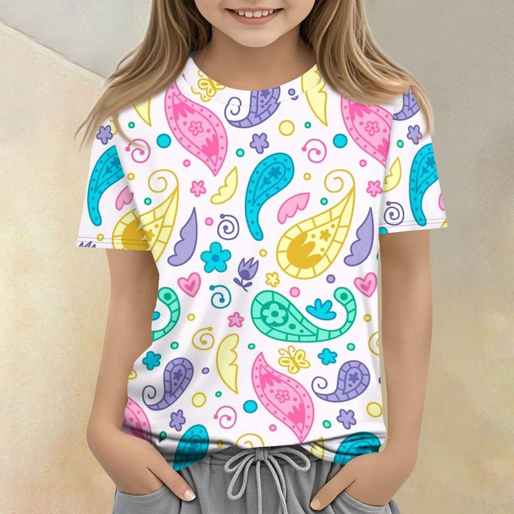 Camiseta Casual Infantil Estampada de Manga Curta com Gola Redonda
