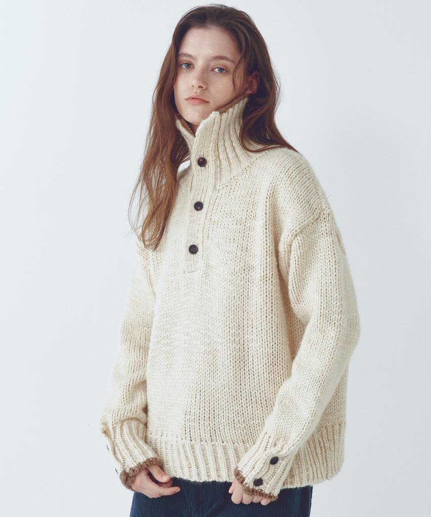 CITTA Wool High-Neck Heavy Knit_Ctk254(Cream)
