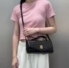Cross-border woven baguette bag, niche leather women's bag, fashionable versatile horizontal version lock, portable shoulder messenger envelope bag