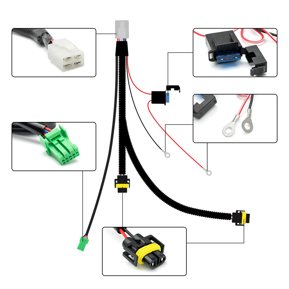 H11 H8 880 881 Fog Light Wiring Harness Socket Wire Connector For 2005- Toyota Tundra Tacoma 4Runner RAV'4 Prius For Scio'N For Lexus With 40A Relay