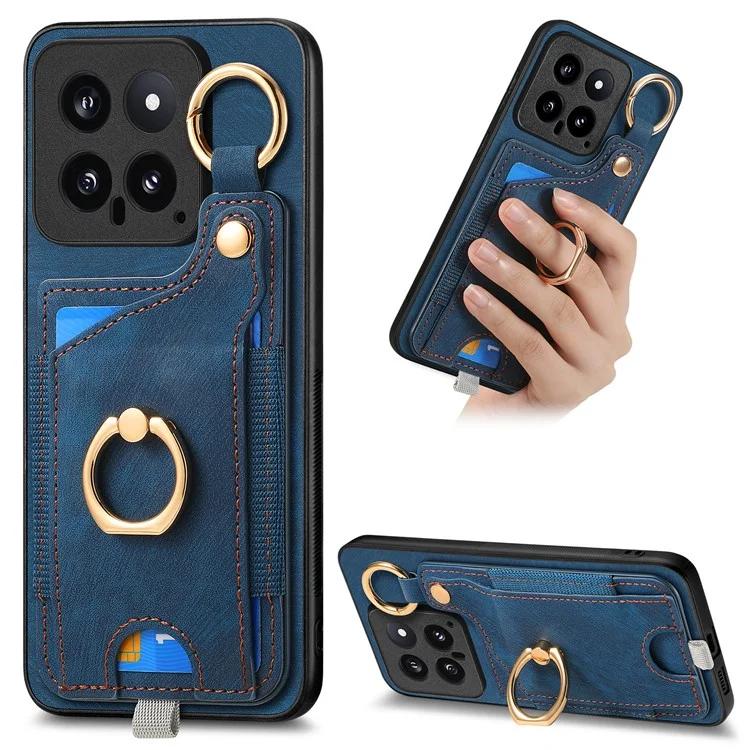 

Для Xiaomi 14 чехол кожаный держатель для карт кольцо подставка задняя крышка