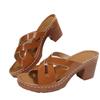 Thick Heel Slippers Women's 2025 New Summer Foreign Trade Fashion Hollow Fish Mouth Word Women's High Heel Cool Slippers Women