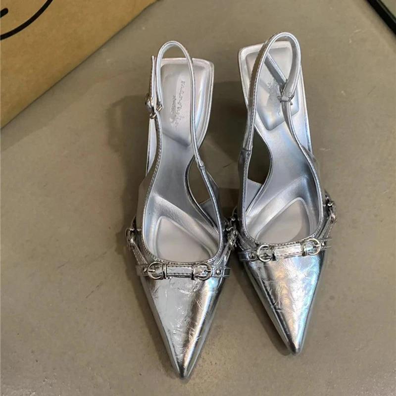 Fashion Women's Sandals 2025 Summer High Heel Sandals Dancing Party Pumps for Women Pointed Toe Sandals Fashion Shallow Singbacks Shoes
