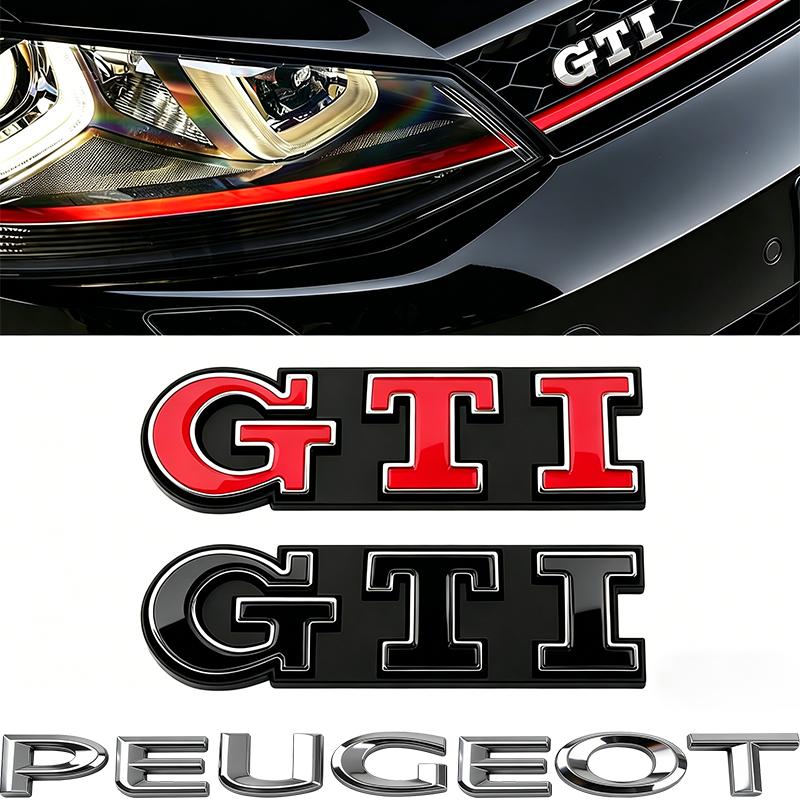 3D Metal GTI Logo Car Front Grille Emblem Badge Tire Valve For VW GTI Polo Golf MK6 7 Passat Tiguan Jetta Touareg Beetle TouranNB8
