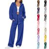 Conjunto Informal Cómodo de Dos Piezas para Mujer: Cárdigan con Cremallera y Conjunto de Pantalones Largos para Otoño Invierno