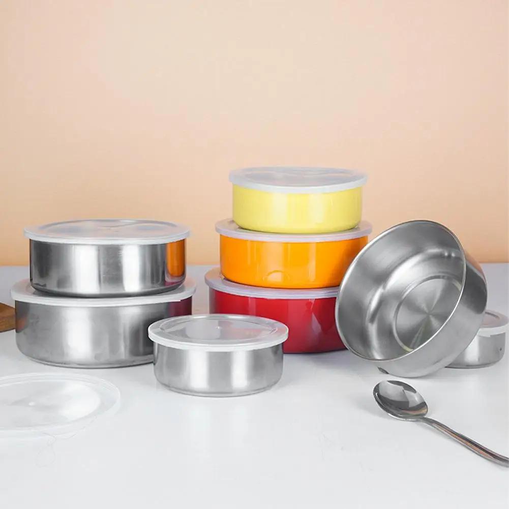 5PCS Crisper Box Set 410 Stainless Steel Lunch Box Bento Box Portable Food Container Food Storage With Lid