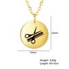 Cazador Women's Necklace Hair Stylist Scissors Comb Round Pendant Stainless Steel Gold Color Jewelry Birthday Mother Day Gift